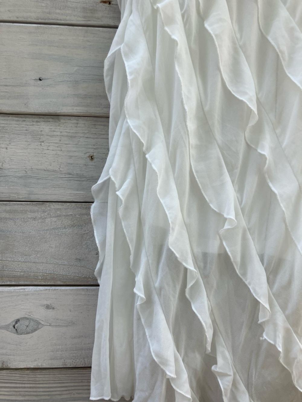 ALTAR’D STATE White Ruffle Maxi Gown w/Slit Formal Prom - Picture 4 of 7